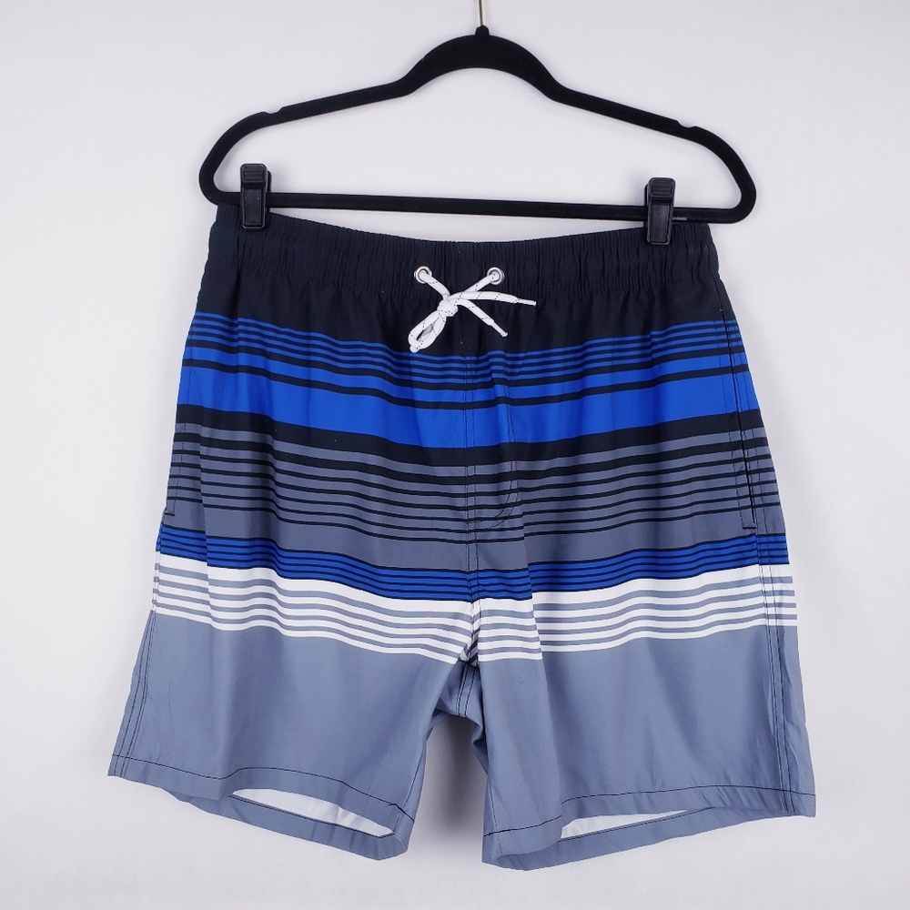 Mens Swim Trunks Shorts Striped Stretch Pockets lined Large